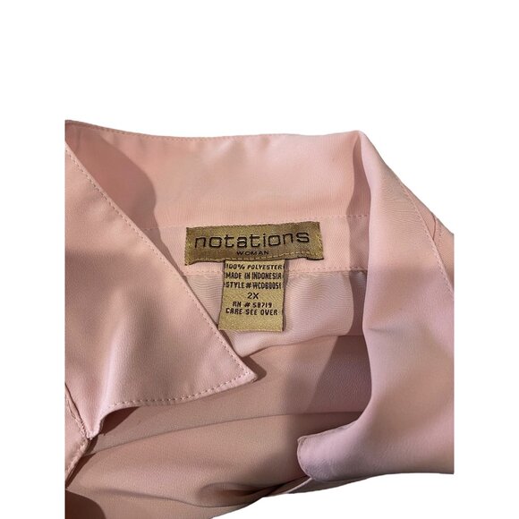 Notations Vintage Button Down Blouse Pink Size 2X Y2K Coastal Flowy Minimalist - Picture 3 of 11